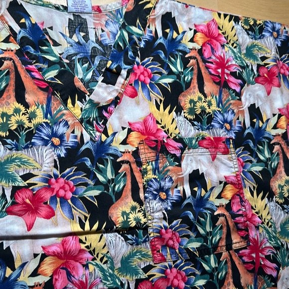 S.C.R.U.B.S. Zoo Animal Patterned Scrub Top - Picture 2 of 5